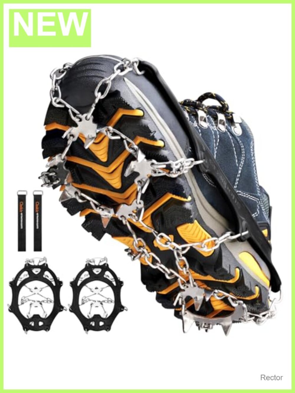 19 Stainless Steel Spikes Ice Cleats Traction Snow Grips for Boots Shoes Hiking